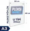 A3 U Tipi Delikli Pleksi Föylük (Dikey)