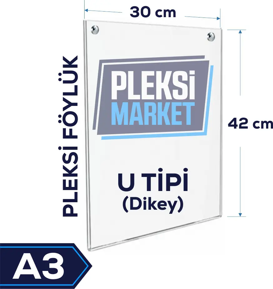A3 U Tipi Delikli Pleksi Föylük (Dikey)