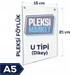 A5 U Tipi Delikli Pleksi Föylük (Dikey)