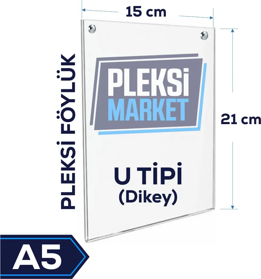 A5 U Tipi Delikli Pleksi Föylük (Dikey)
