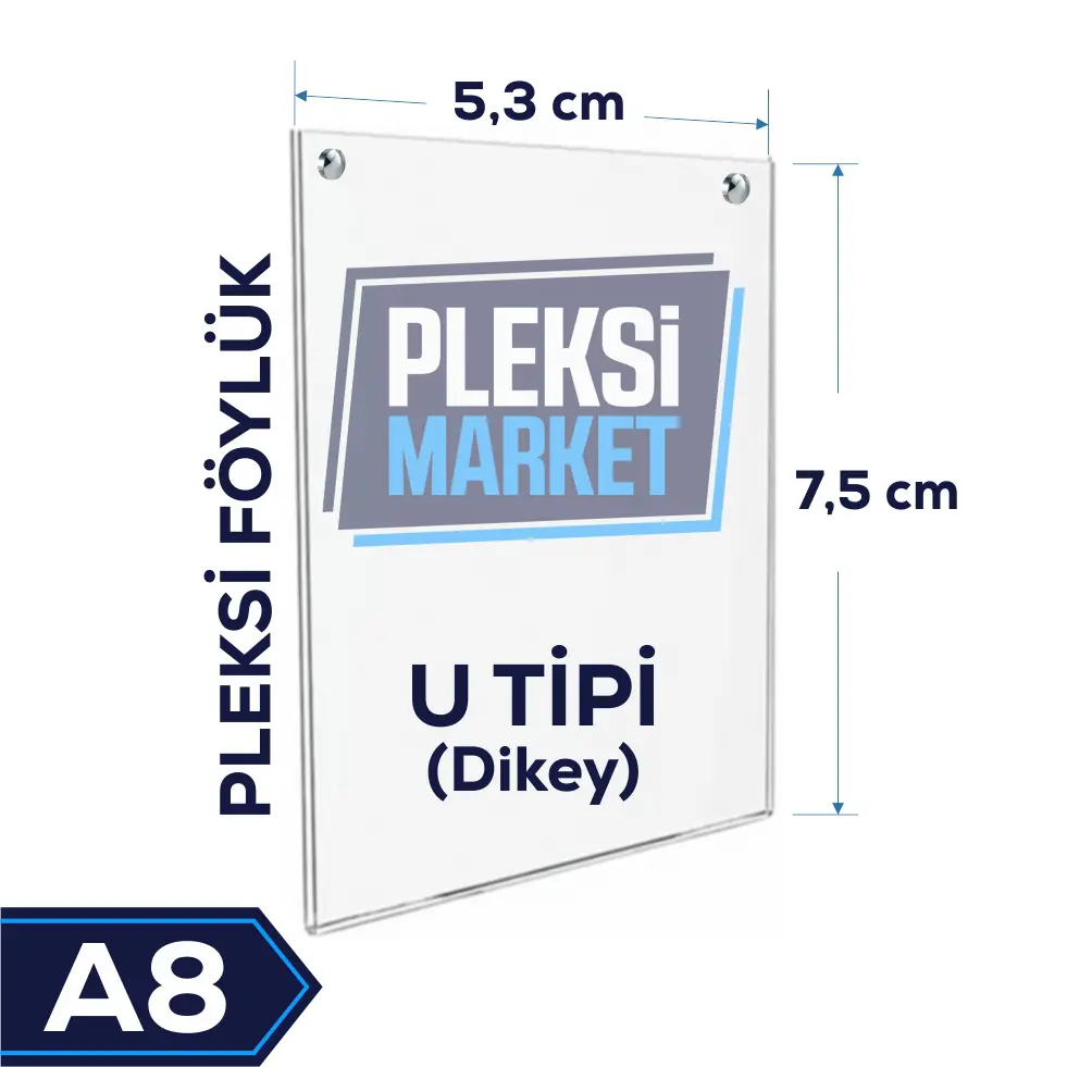 A8 U Tipi Delikli Pleksi Föylük (Dikey)
