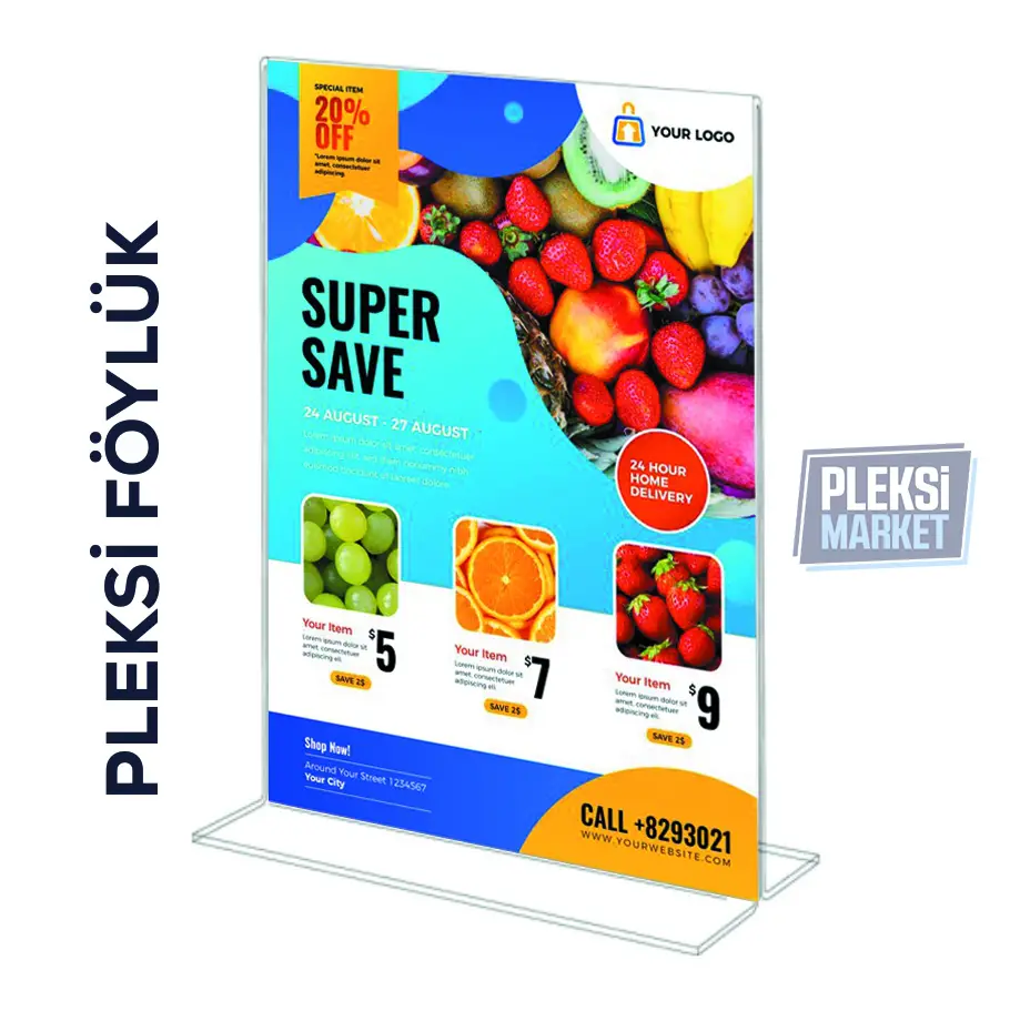 A6 T Tipi Pleksi Föylük (Dikey)