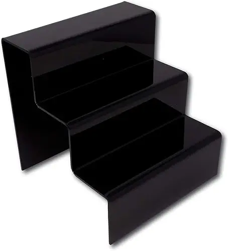 3 Katlı Siyah Pleksi Merdiven Sergileme Standı (Orta Boy)