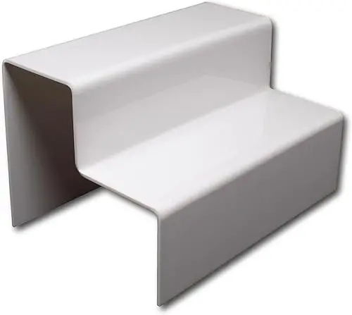 2 Katlı Beyaz Pleksi Merdiven Sergileme Standı (Küçük Boy)