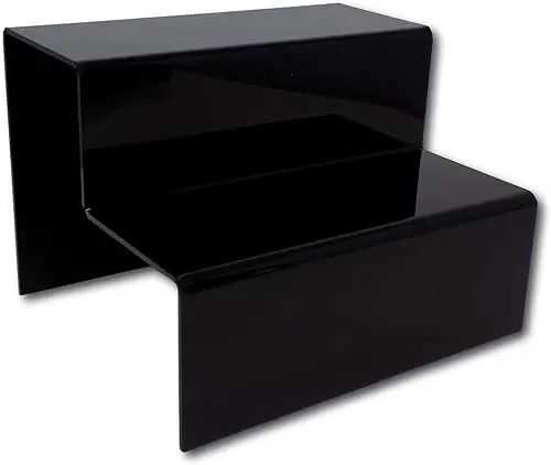 2 Katlı Siyah Pleksi Merdiven Sergileme Standı (Küçük Boy)