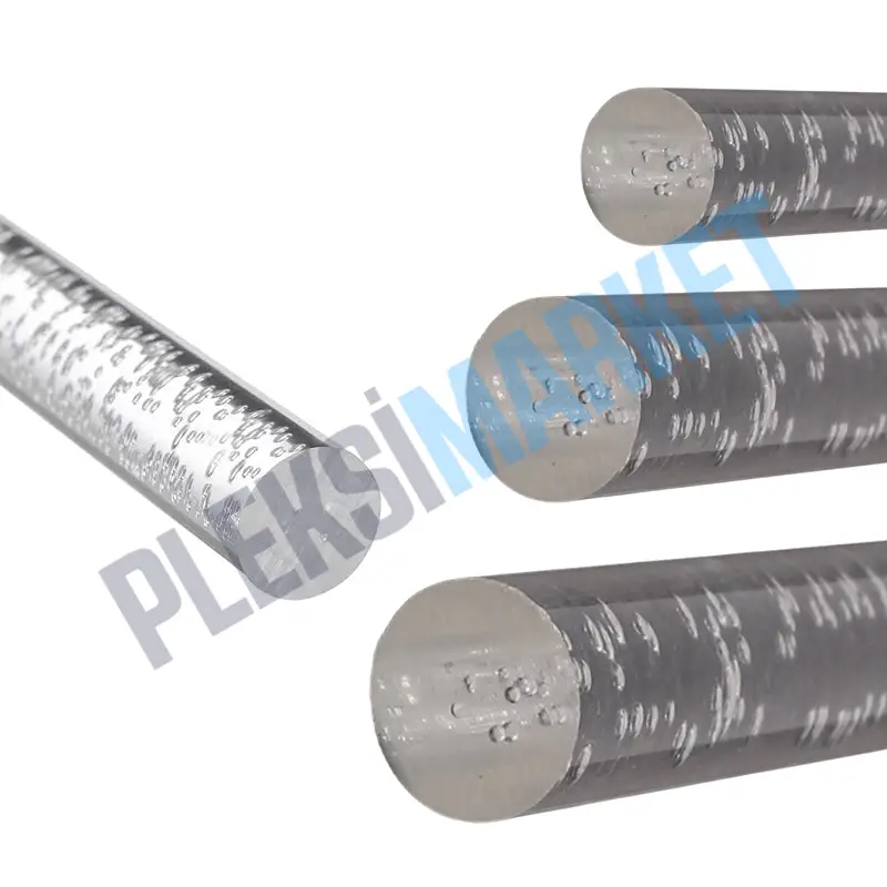 Şeffaf / Kabarcıklı Akrilik Pleksi Çubuk – Ø 80 mm × 2000 mm