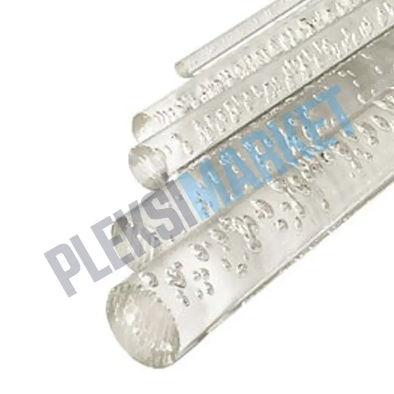 Şeffaf / Kabarcıklı Akrilik Pleksi Çubuk – Ø 80 mm × 2000 mm