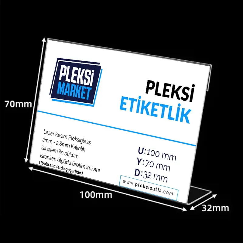 Pleksi Etiketlik 100x70x32mm